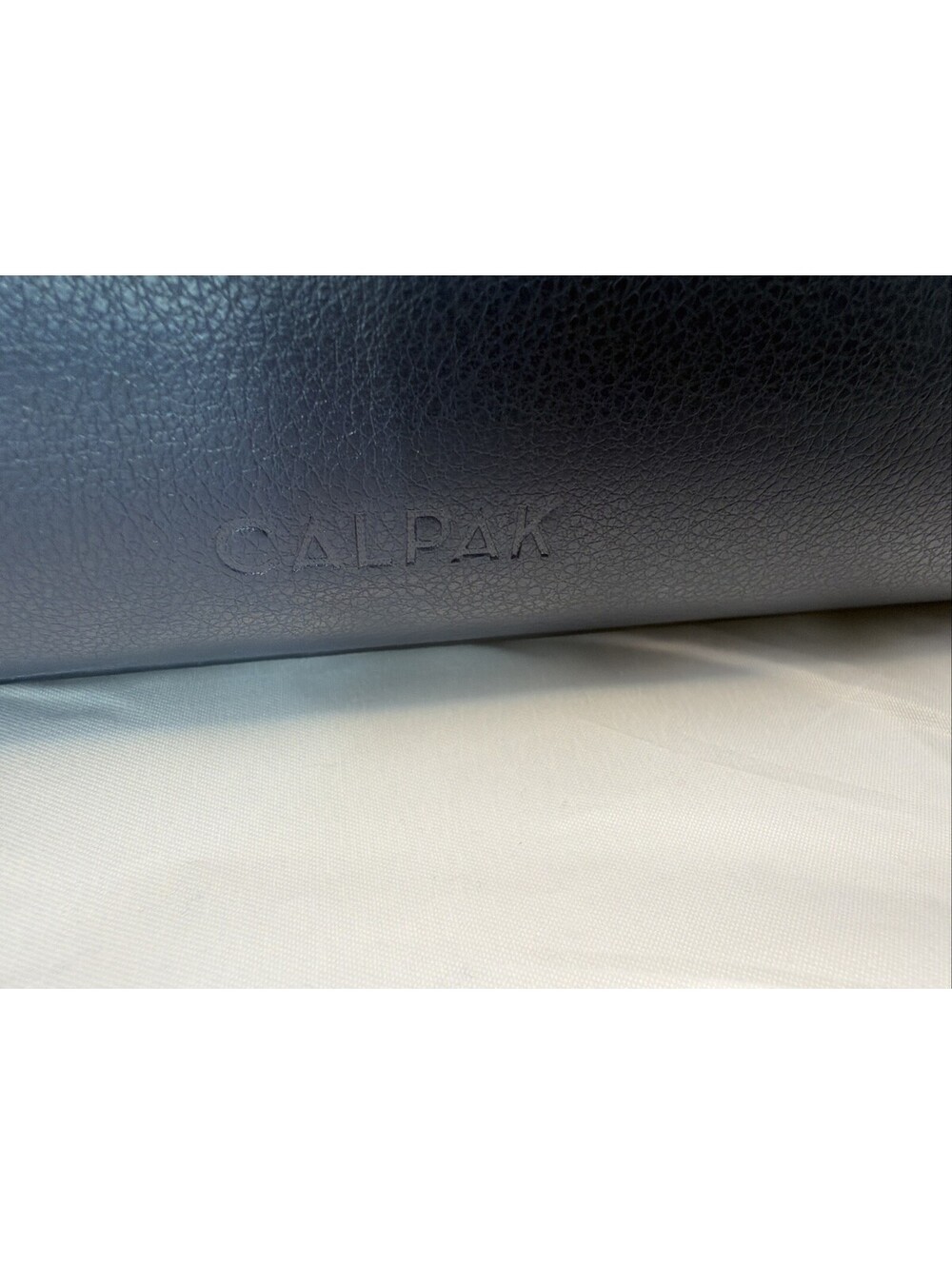 CALPAK Haven 15” Laptop Tote Bag Navy Faux Leather Work Travel Office Purse - Picture 3 of 9